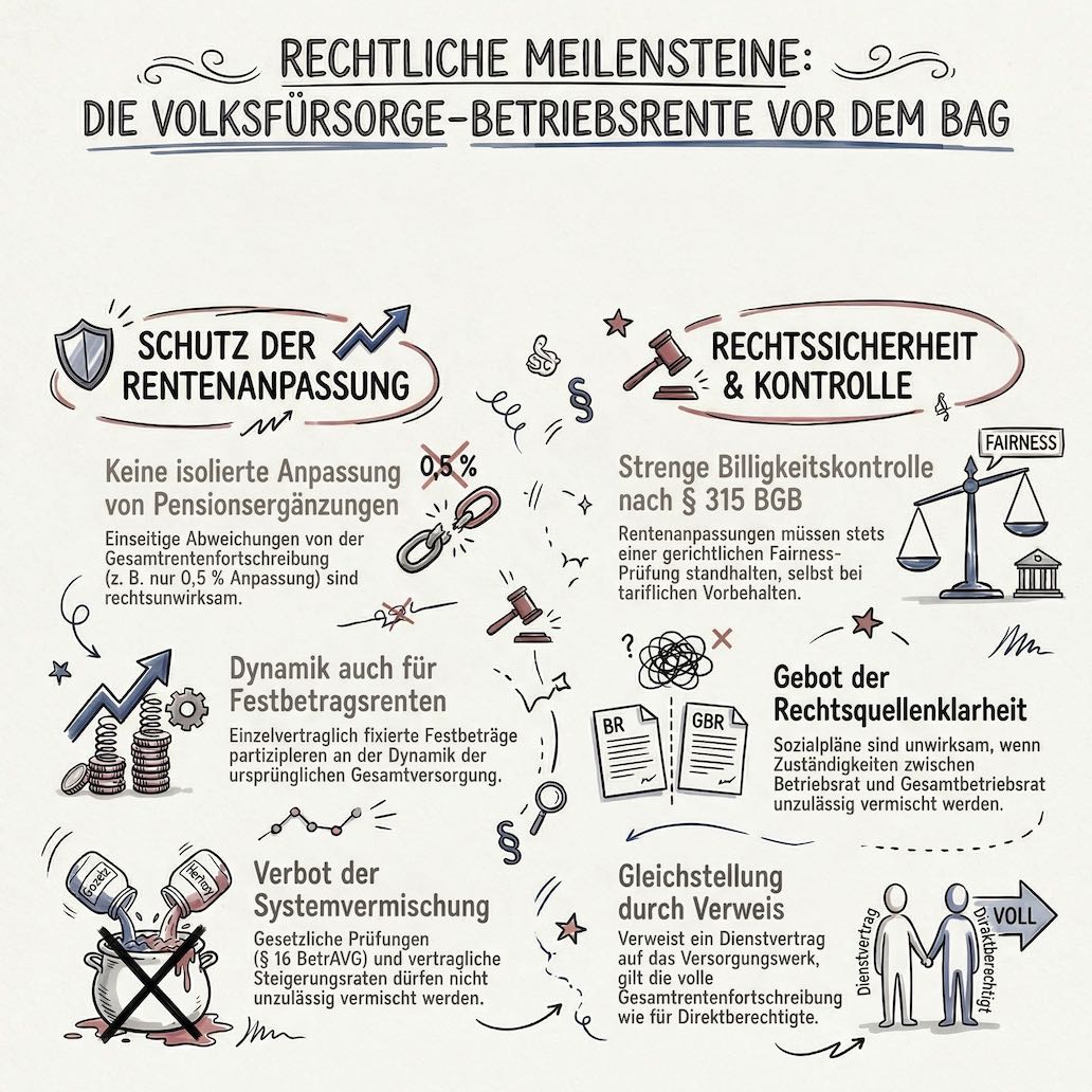 BAG-Grundsatzurteile sichern die Volksfürsorge-Betriebsrente: Schutz der Rentenanpassung und strenge Billigkeitskontrolle